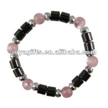 Magnetic Hematite Cat's Eye Beaded Bracelet 7.25"